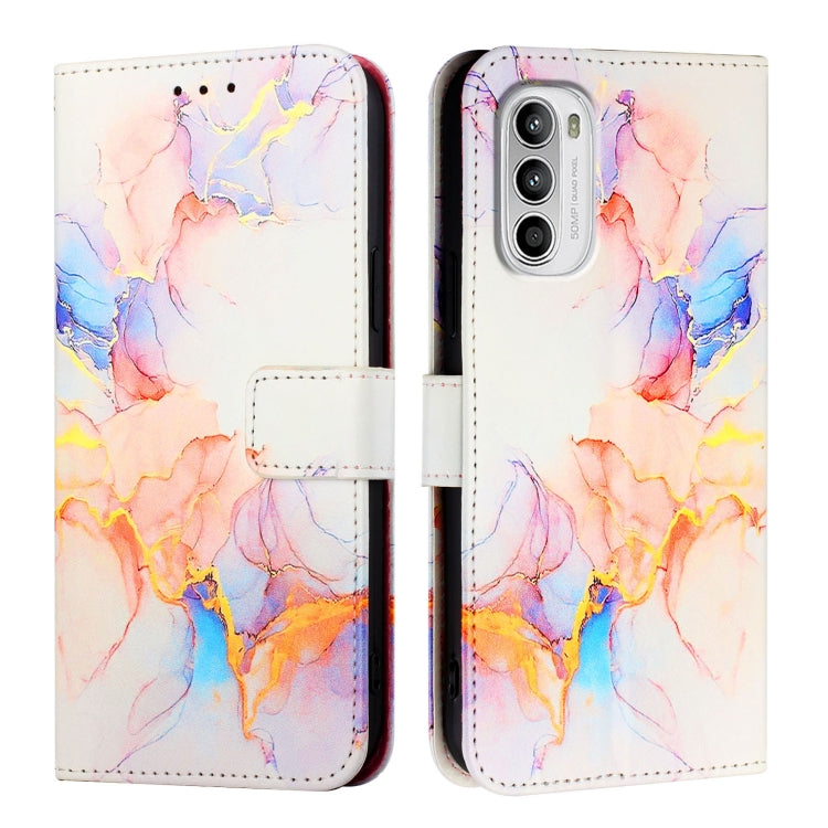 For Motorola Moto G52 / G82 / G71s PT003 Marble Pattern Flip Leather Phone Case