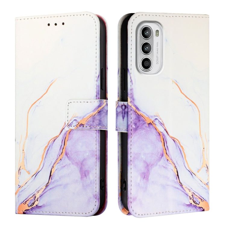 For Motorola Moto G52 / G82 / G71s PT003 Marble Pattern Flip Leather Phone Case