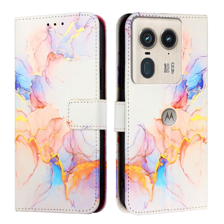 For Motorola Edge 50 Ultra PT003 Marble Pattern Flip Leather Phone Case