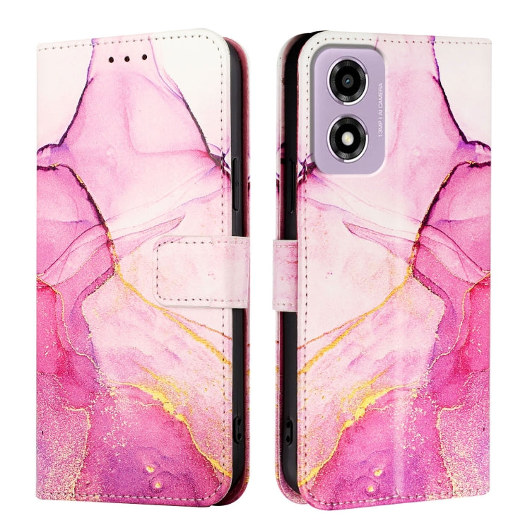 For Motorola Moto E14 PT003 Marble Pattern Flip Leather Phone Case