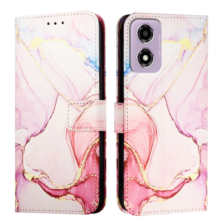 For Motorola Moto E14 PT003 Marble Pattern Flip Leather Phone Case