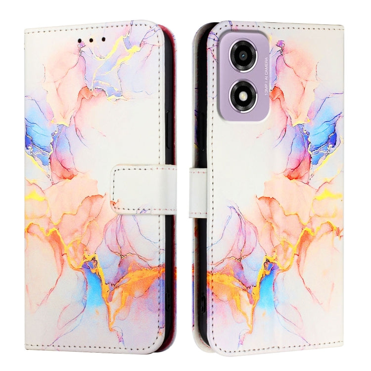 For Motorola Moto E14 PT003 Marble Pattern Flip Leather Phone Case