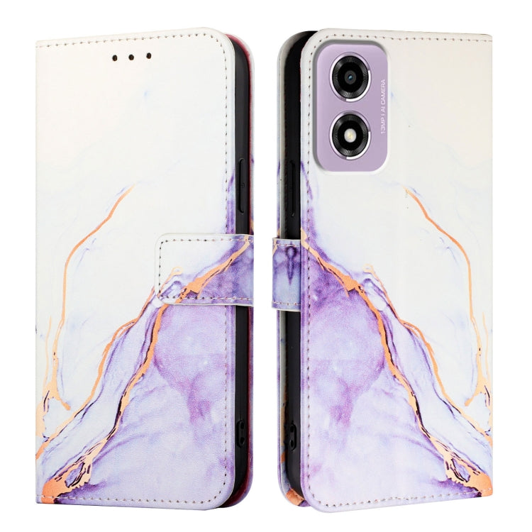 For Motorola Moto E14 PT003 Marble Pattern Flip Leather Phone Case