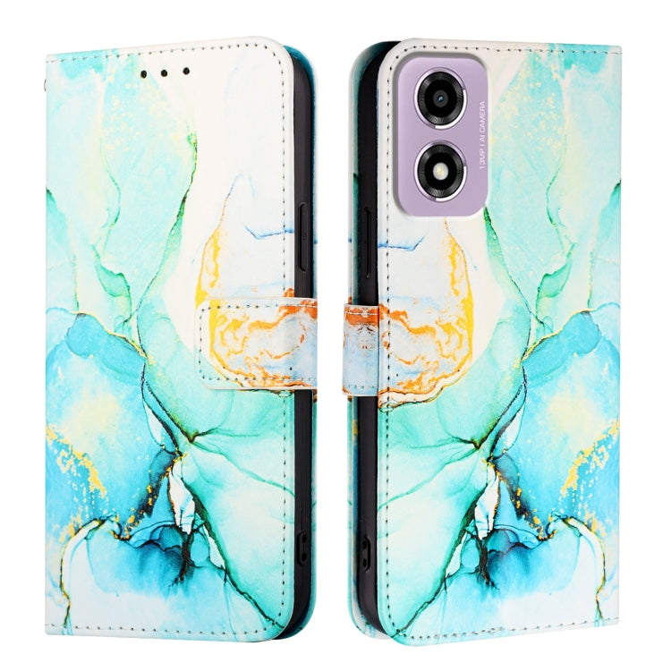 For Motorola Moto E14 PT003 Marble Pattern Flip Leather Phone Case