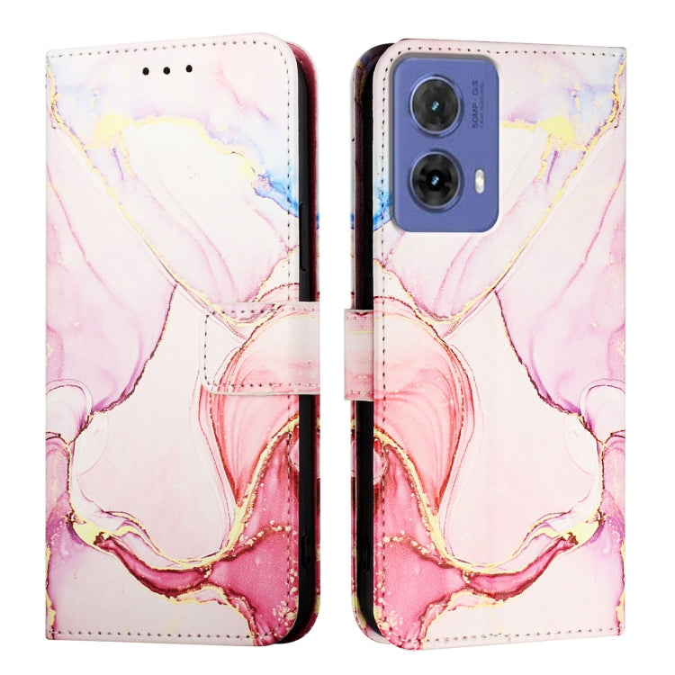 For Motorola Moto G85 PT003 Marble Pattern Flip Leather Phone Case