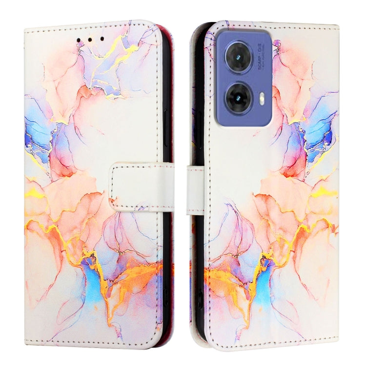 For Motorola Moto G85 PT003 Marble Pattern Flip Leather Phone Case