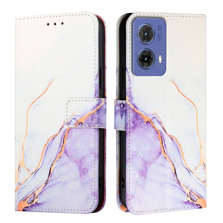 For Motorola Moto G85 PT003 Marble Pattern Flip Leather Phone Case