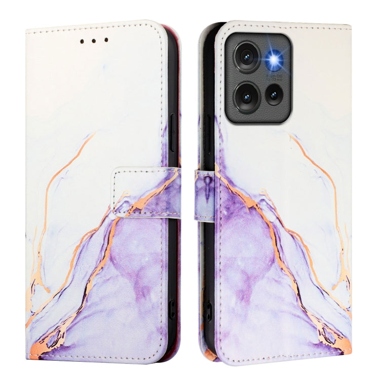 For Motorola Edge 50 5G Global PT003 Marble Pattern Flip Leather Phone Case