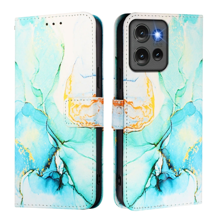 For Motorola Edge 50 5G Global PT003 Marble Pattern Flip Leather Phone Case