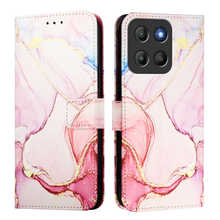 For Motorola Moto G15 PT003 Marble Pattern Flip Leather Phone Case