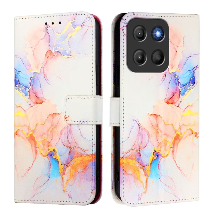 For Motorola Moto G15 PT003 Marble Pattern Flip Leather Phone Case