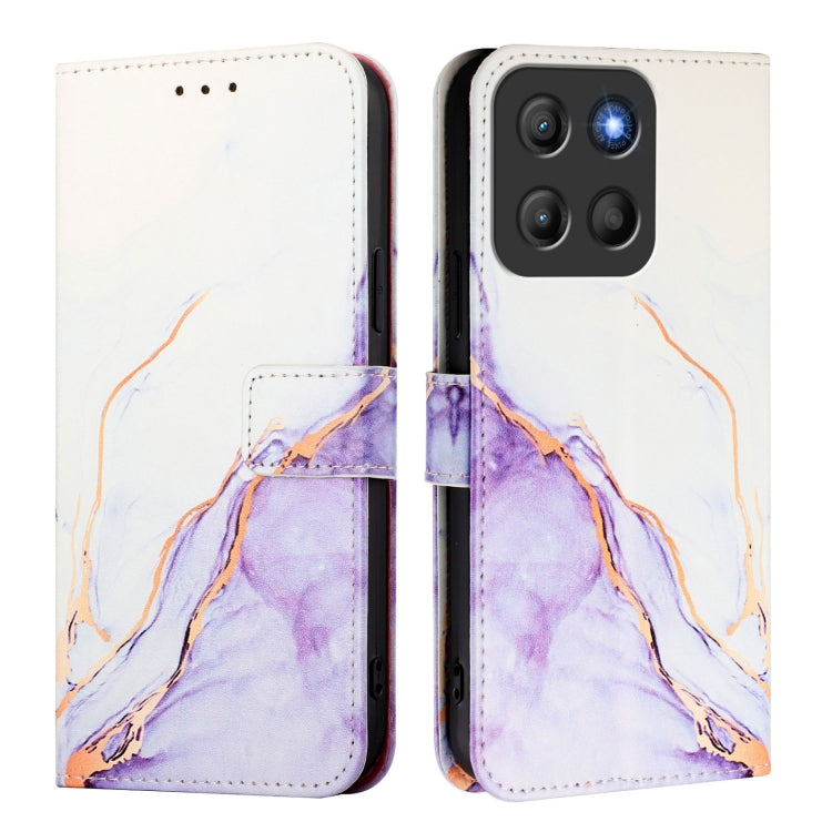 For Motorola Moto G15 PT003 Marble Pattern Flip Leather Phone Case