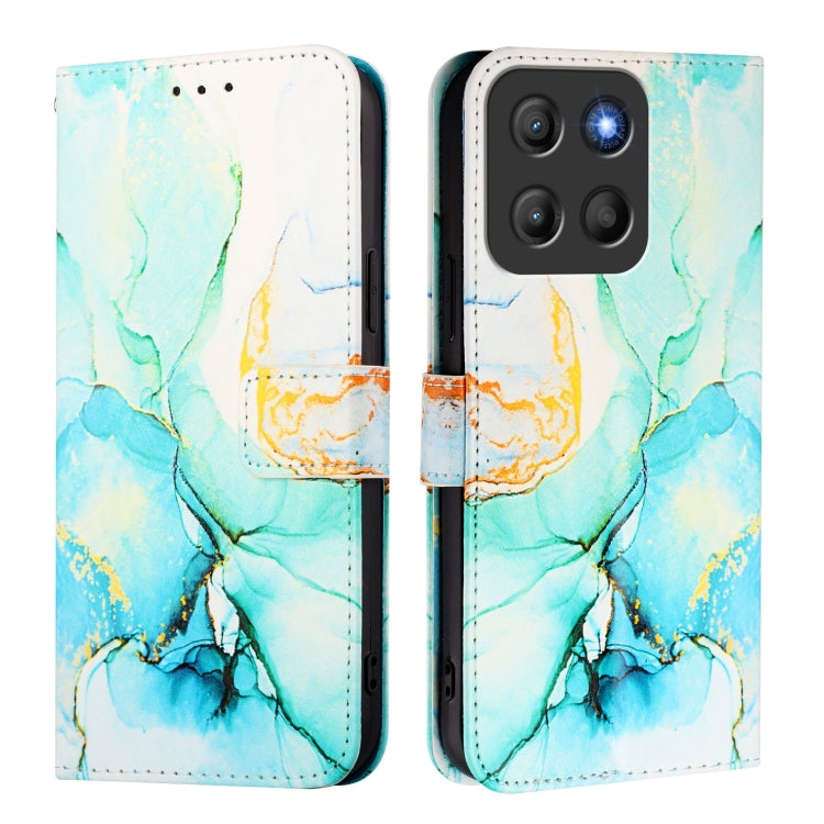 For Motorola Moto G15 PT003 Marble Pattern Flip Leather Phone Case