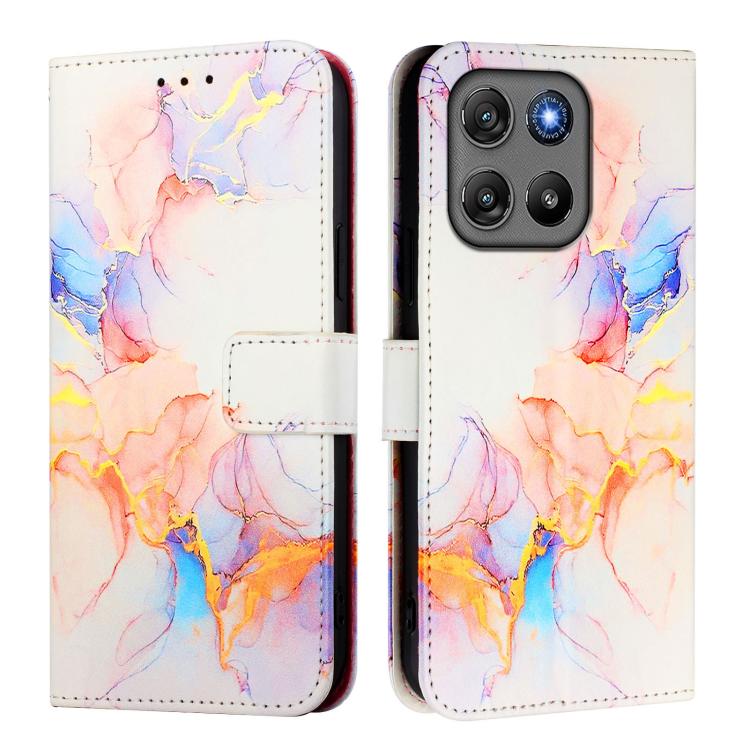 For Motorola Moto G67 Power PT003 Marble Pattern Flip Leather Phone Case