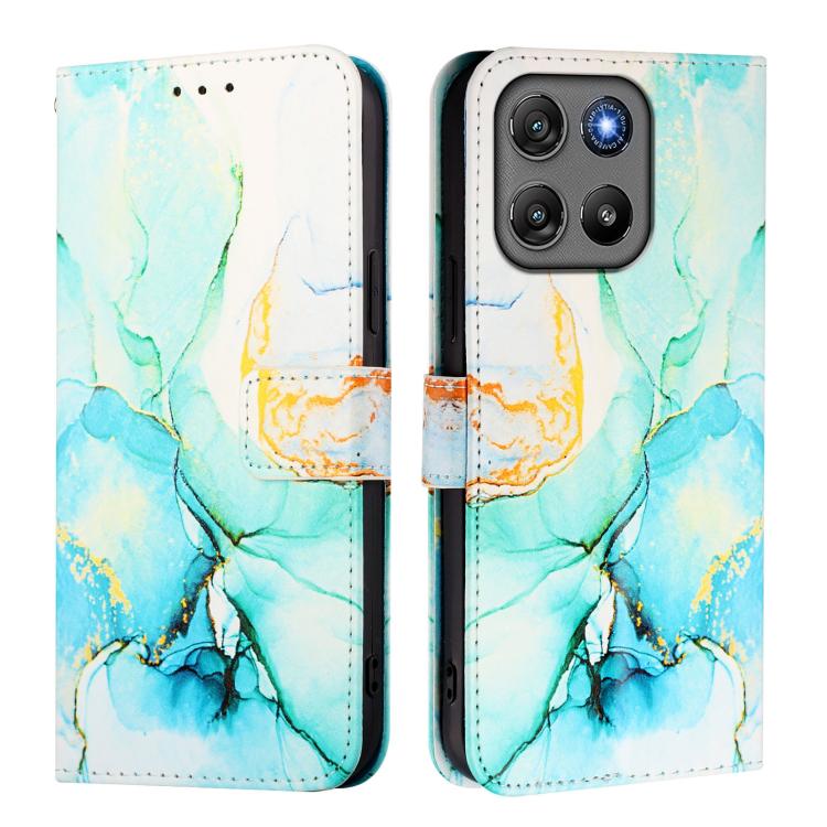 For Motorola Moto G67 Power PT003 Marble Pattern Flip Leather Phone Case