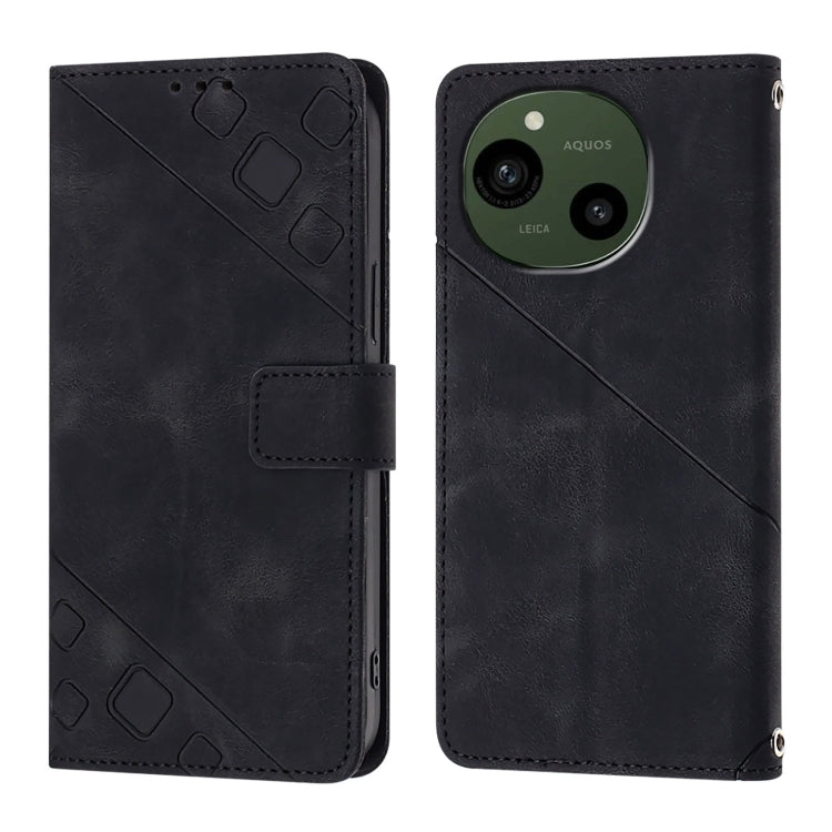 For Sharp Aquos R9 Skin Feel Embossed Leather Phone Case