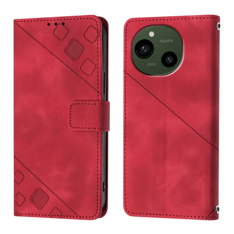 For Sharp Aquos R9 Skin Feel Embossed Leather Phone Case