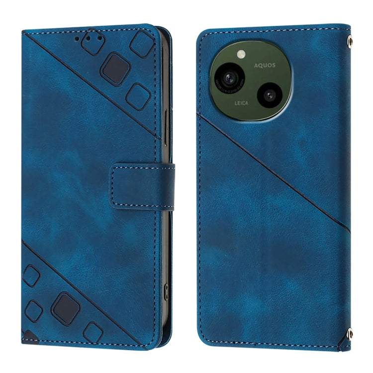 For Sharp Aquos R9 Skin Feel Embossed Leather Phone Case