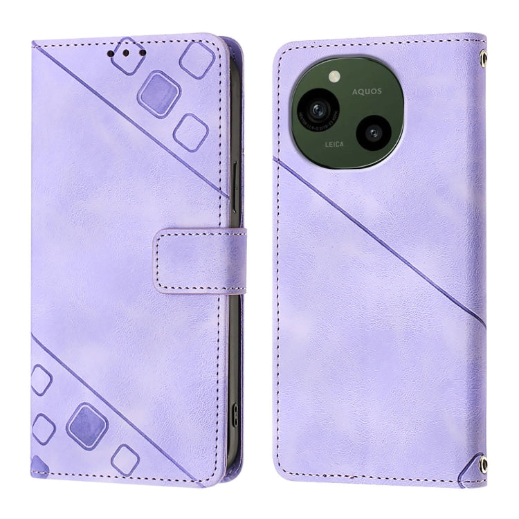 For Sharp Aquos R9 Skin Feel Embossed Leather Phone Case