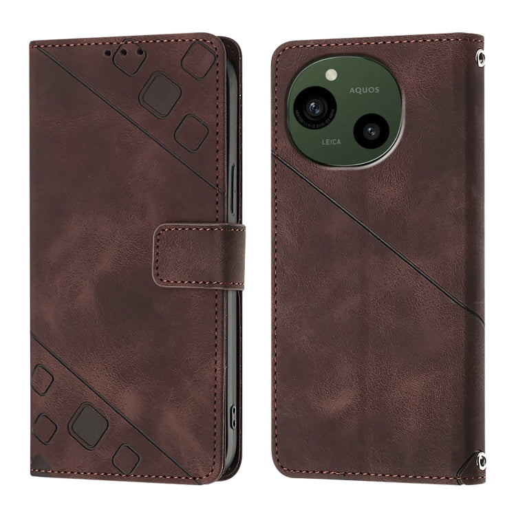 For Sharp Aquos R9 Skin Feel Embossed Leather Phone Case