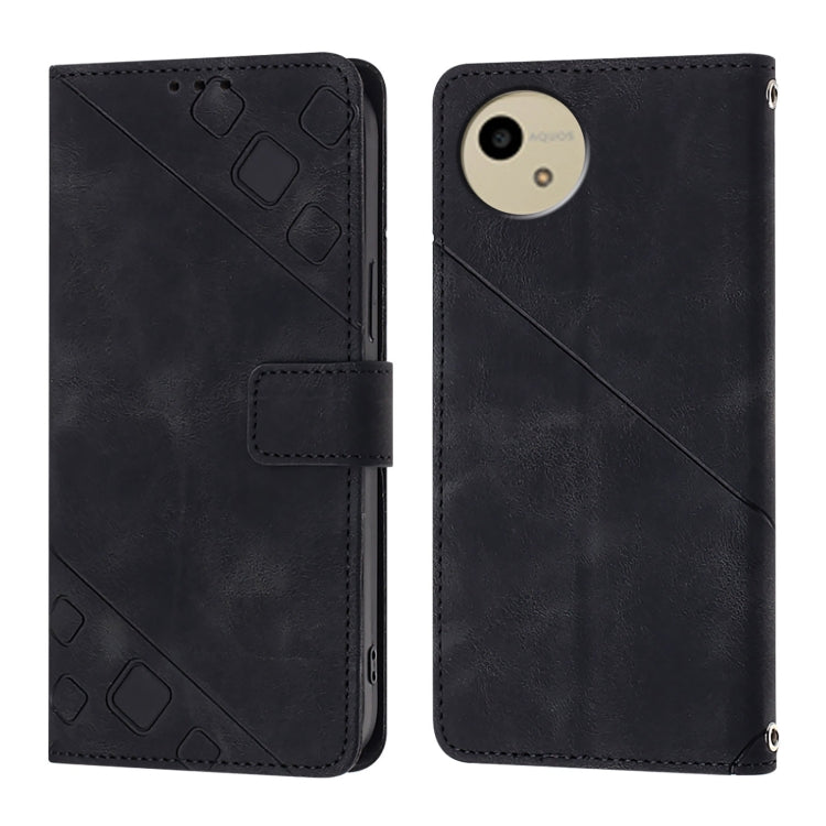 For Sharp Aquos Wish4 Skin Feel Embossed Leather Phone Case
