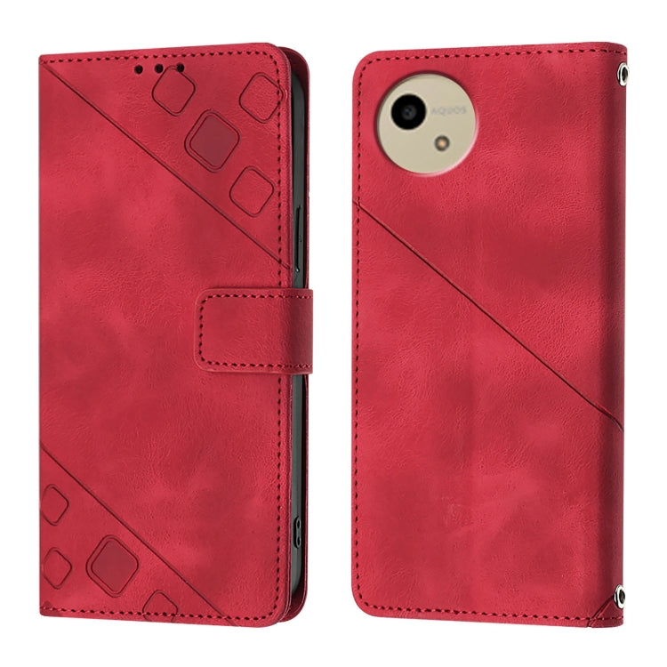 For Sharp Aquos Wish4 Skin Feel Embossed Leather Phone Case