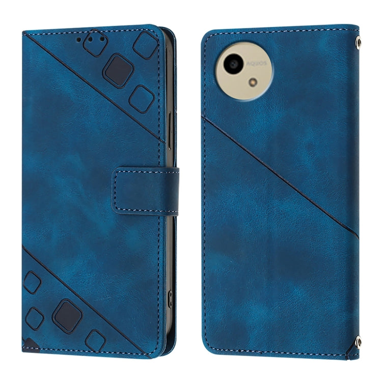 For Sharp Aquos Wish4 Skin Feel Embossed Leather Phone Case