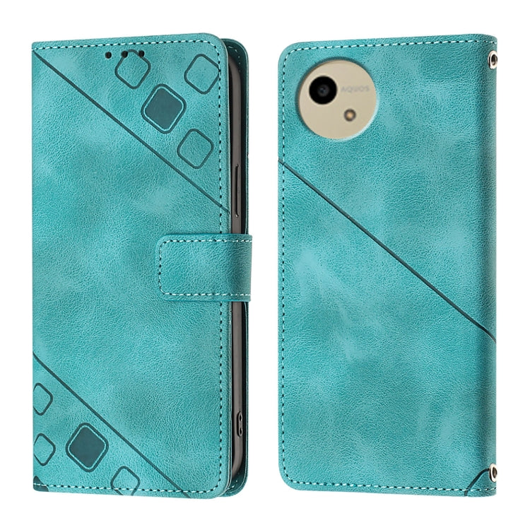 For Sharp Aquos Wish4 Skin Feel Embossed Leather Phone Case