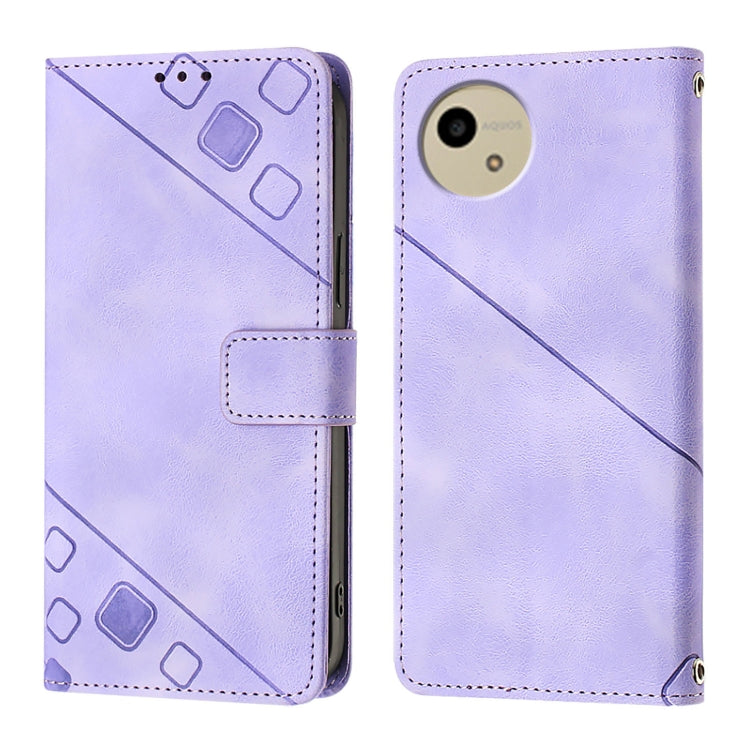 For Sharp Aquos Wish4 Skin Feel Embossed Leather Phone Case