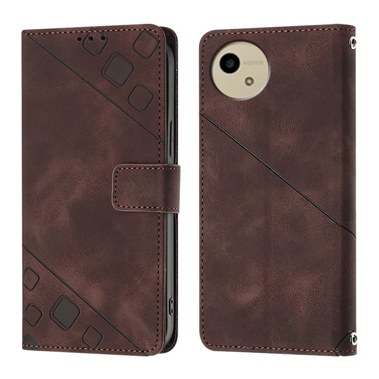 For Sharp Aquos Wish4 Skin Feel Embossed Leather Phone Case