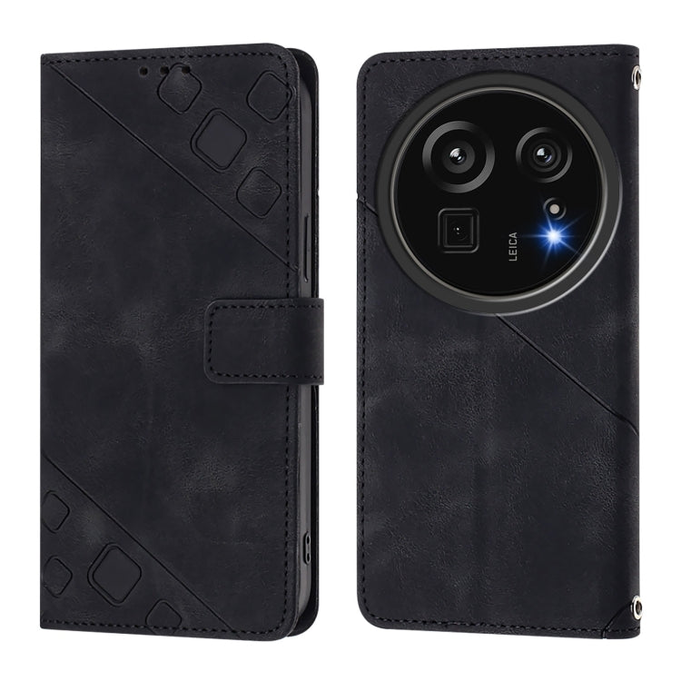 For Sharp Aquos R9 Pro Skin Feel Embossed Leather Phone Case