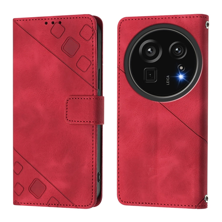 For Sharp Aquos R9 Pro Skin Feel Embossed Leather Phone Case