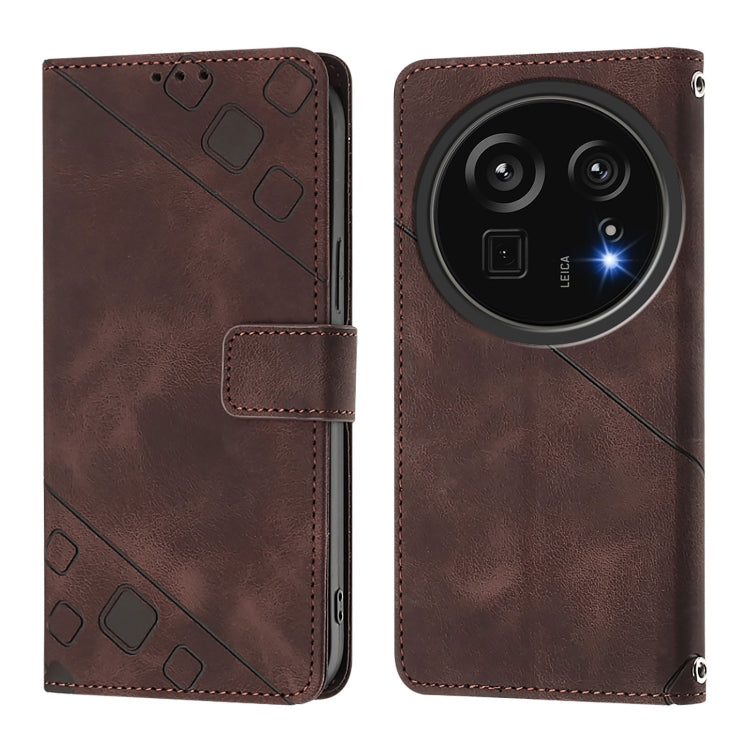 For Sharp Aquos R9 Pro Skin Feel Embossed Leather Phone Case