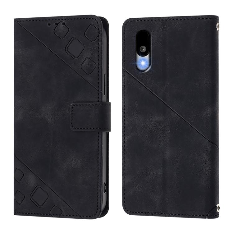 For Sharp Basio Active3 Skin Feel Embossed Leather Phone Case