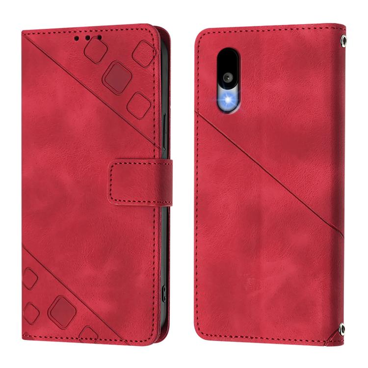 For Sharp Basio Active3 Skin Feel Embossed Leather Phone Case