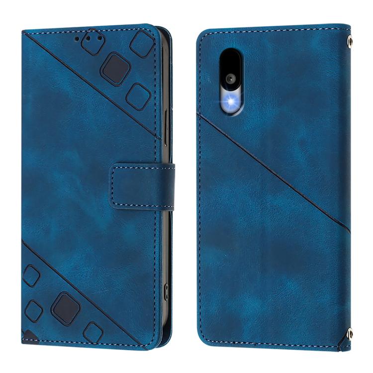 For Sharp Basio Active3 Skin Feel Embossed Leather Phone Case