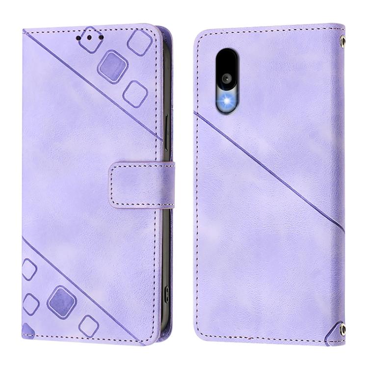 For Sharp Basio Active3 Skin Feel Embossed Leather Phone Case