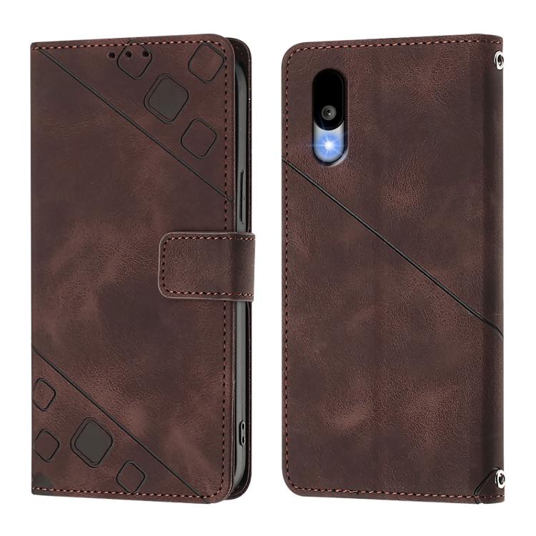 For Sharp Basio Active3 Skin Feel Embossed Leather Phone Case