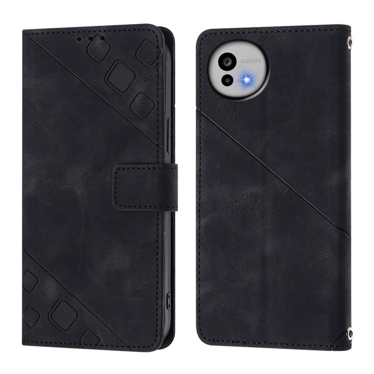 For Sharp Aquos wish6 Skin Feel Embossed Leather Phone Case