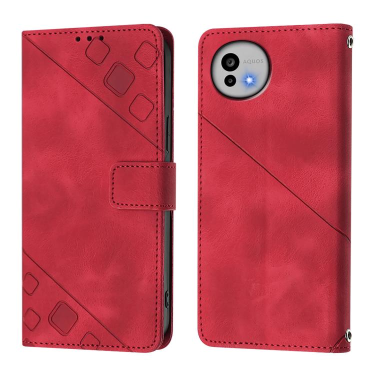 For Sharp Aquos wish6 Skin Feel Embossed Leather Phone Case