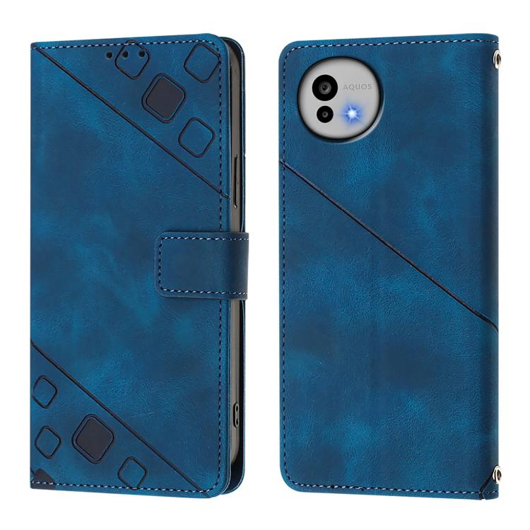 For Sharp Aquos wish6 Skin Feel Embossed Leather Phone Case