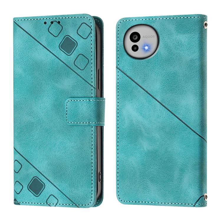 For Sharp Aquos wish6 Skin Feel Embossed Leather Phone Case