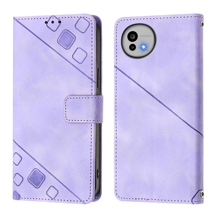 For Sharp Aquos wish6 Skin Feel Embossed Leather Phone Case
