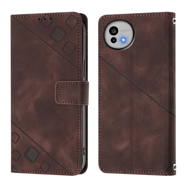 For Sharp Aquos wish6 Skin Feel Embossed Leather Phone Case