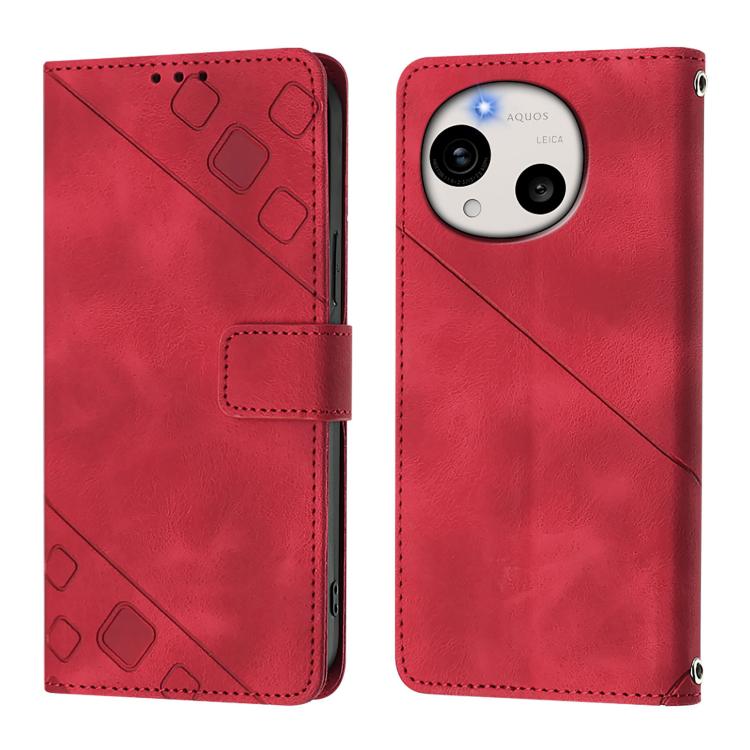 For Sharp Aquos R11 Skin Feel Embossed Leather Phone Case