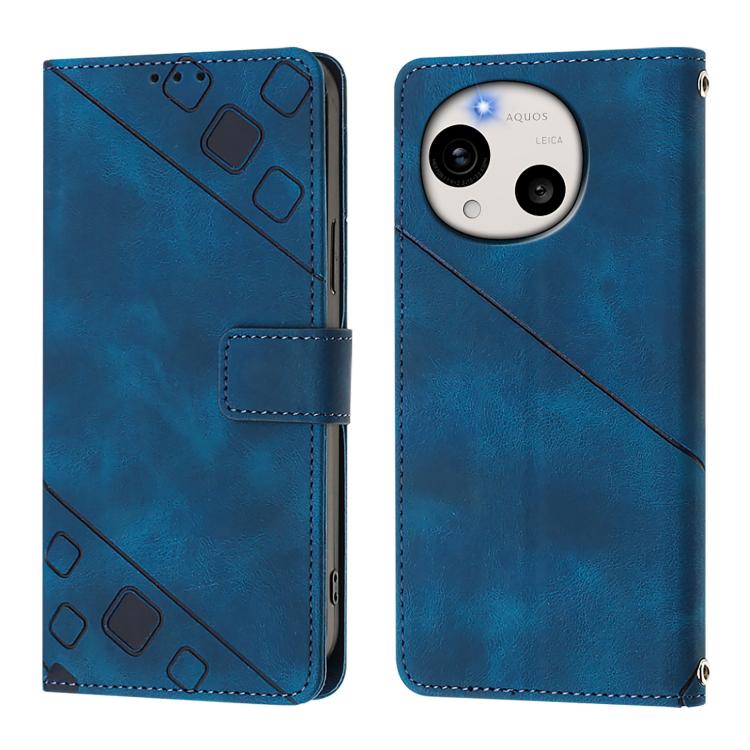 For Sharp Aquos R11 Skin Feel Embossed Leather Phone Case