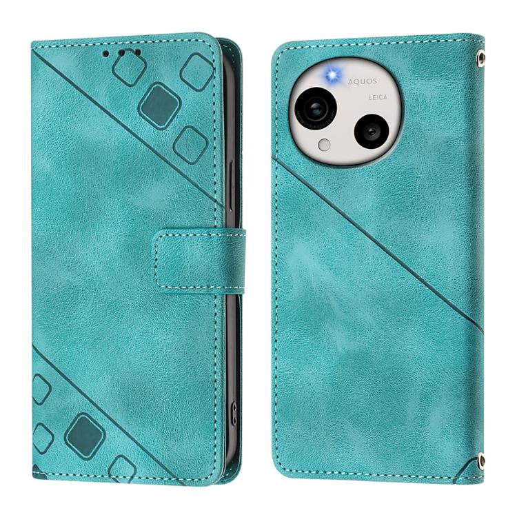 For Sharp Aquos R11 Skin Feel Embossed Leather Phone Case