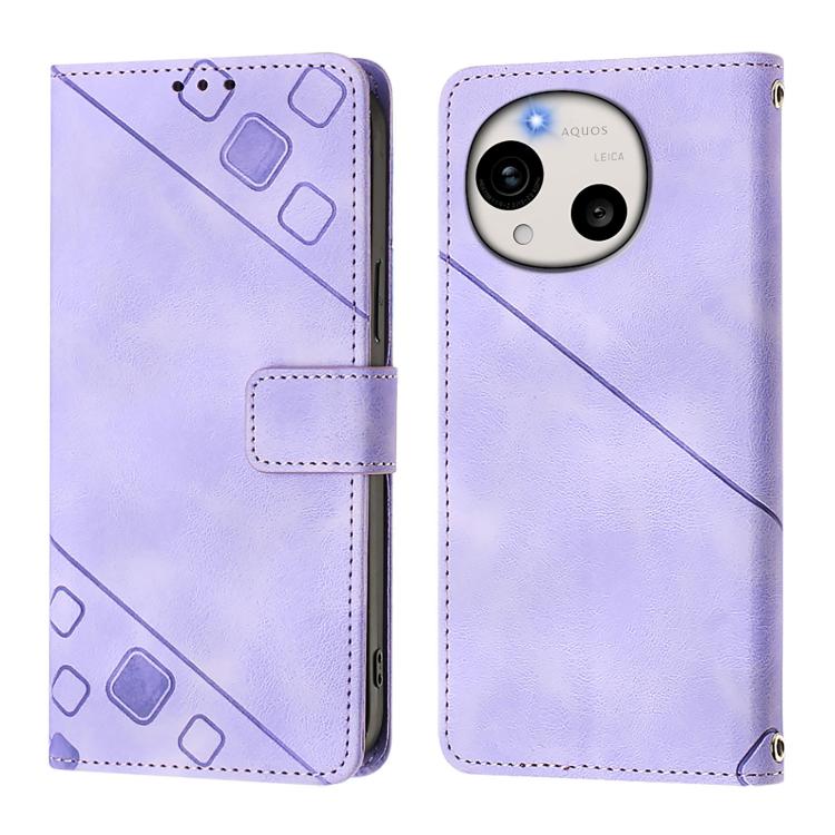 For Sharp Aquos R11 Skin Feel Embossed Leather Phone Case