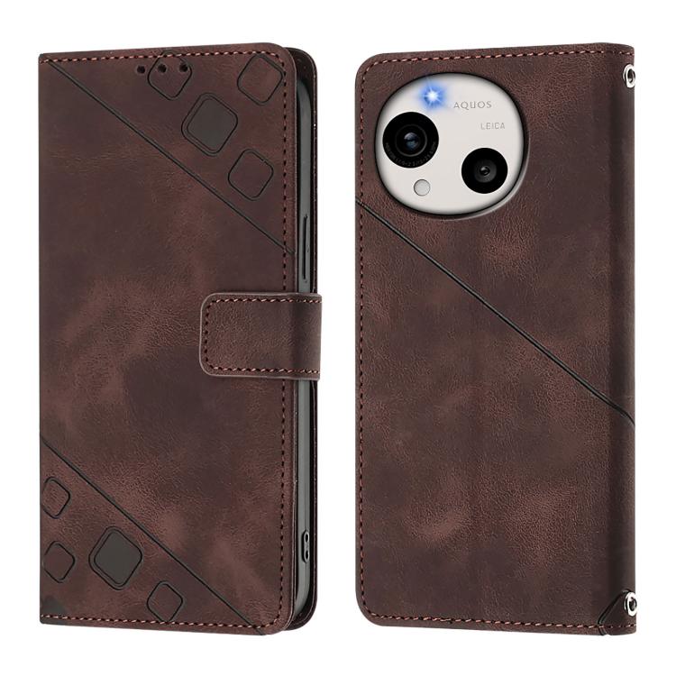 For Sharp Aquos R11 Skin Feel Embossed Leather Phone Case