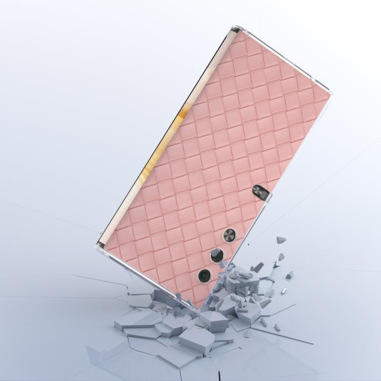 For Honor V Purse Woven Texture Transparent Frame PU Phone Case